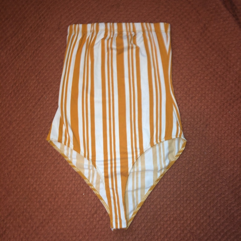 Yellow and white striped bodysuit